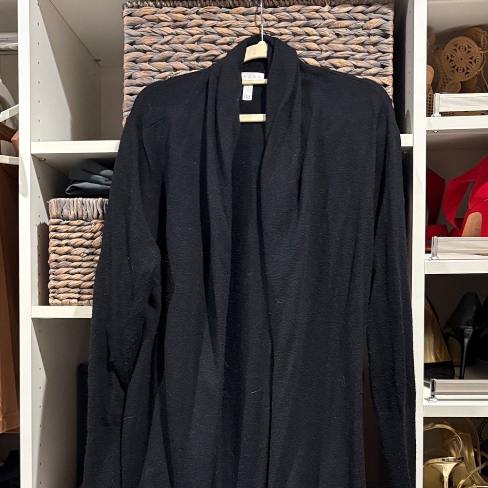 Leith Black Open Front Cardigan Sweater